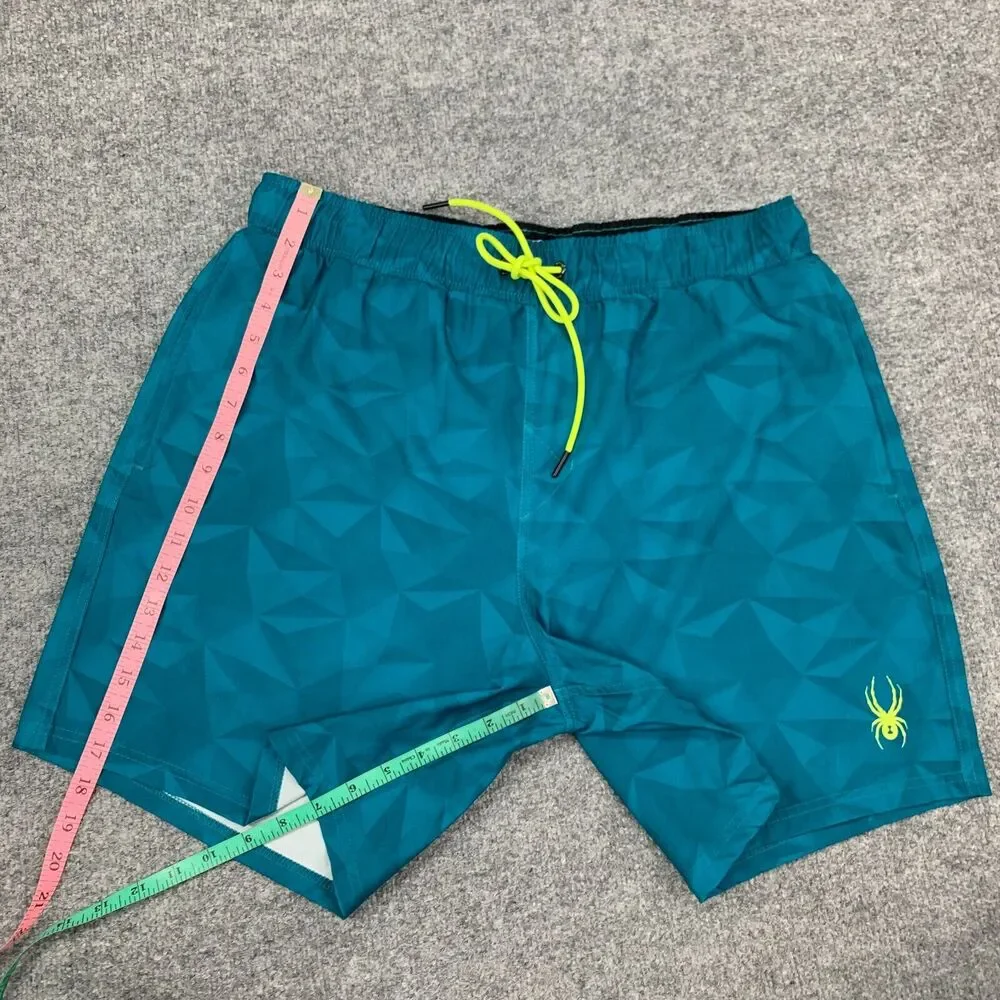 Spyder Swim Trunks Mens XXL 2XL Teal Brief Lined Drawstring Tie Beach Shorts